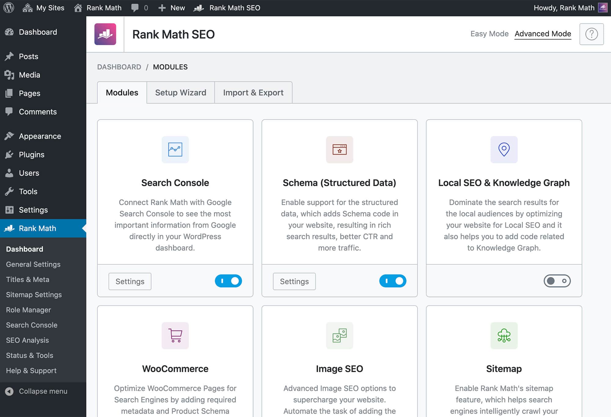 rank math modules page - Rank Math Review and Features - Is Rank Math #1 and Best SEO Plugin