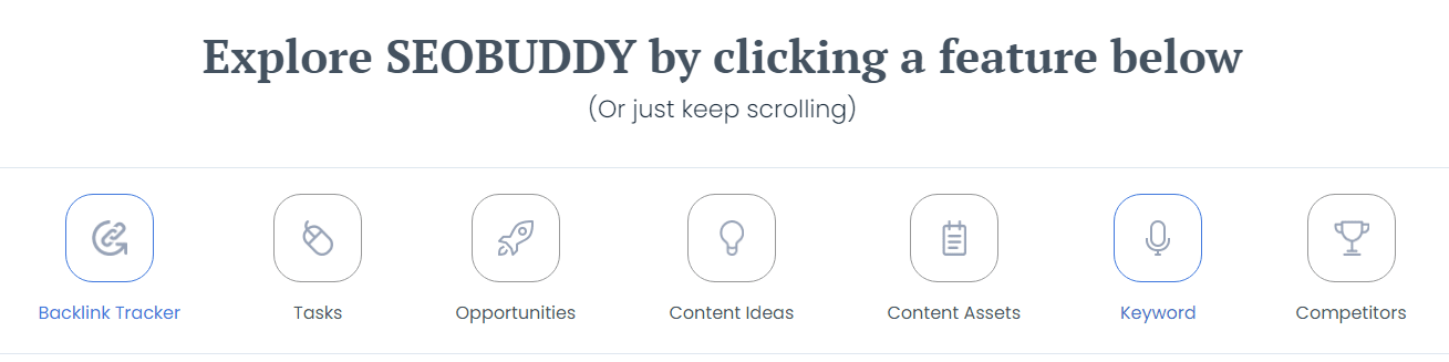 seobuddy product feature - SEOBUDDY Product Features - New and Simple Way To Do SEO